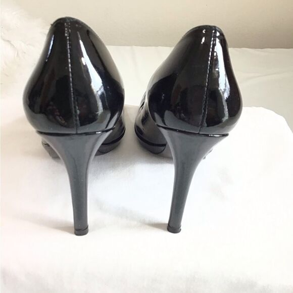 Stuart Weitzman Black Platswoon Pump Heel Shoes Patent Leather Size 7 1/2 - Picture 4 of 16